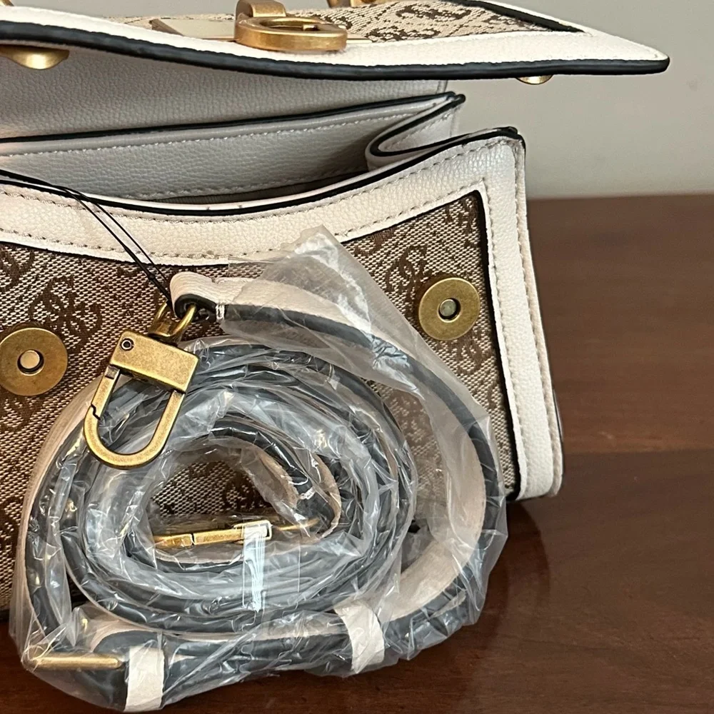 Guess Stephi Jacquard Logo Micro Mini Bag in brown - Picture 6 of 11